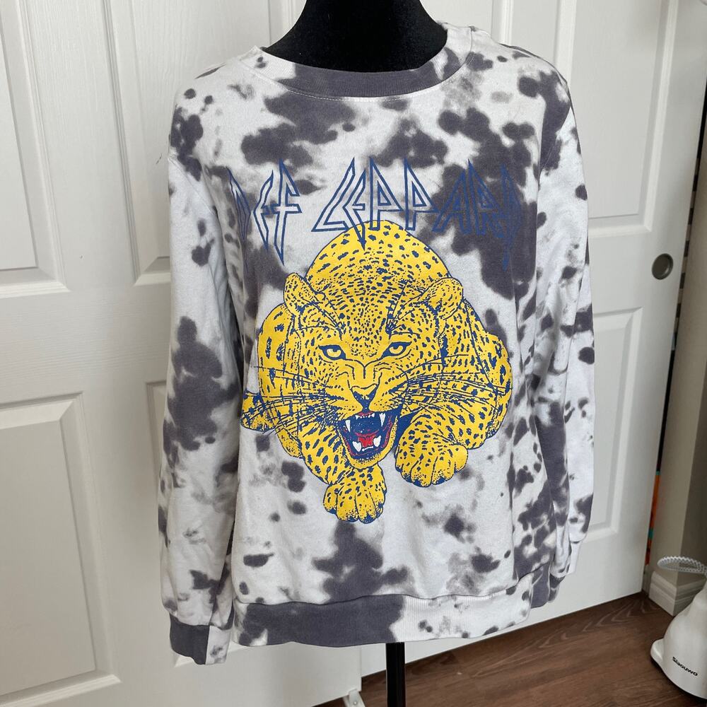 Def Leppard Tie Dye Graphic Crewneck Sweatshirt Size L
